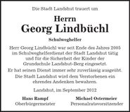 Traueranzeige Georg Lindbüchl