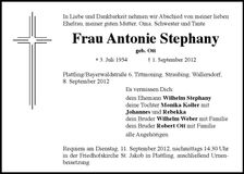 Traueranzeige Antonie Stephany