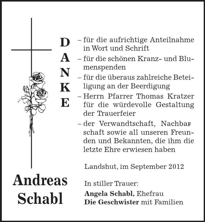 Traueranzeige Andreas Schabl