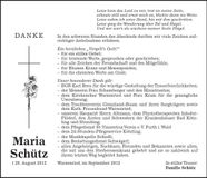 Traueranzeige Maria Schütz
