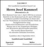 Traueranzeige Josef Kammerl