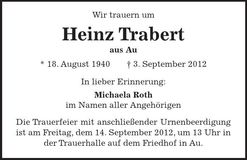 Traueranzeige Heinz Trabert