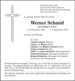 Traueranzeige Werner Schmid