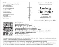 Traueranzeige Ludwig Thalmeier