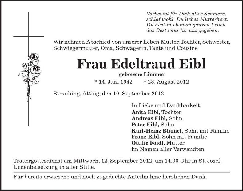 Traueranzeige Edeltraud Eibl