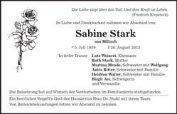 Traueranzeige Sabine Stark