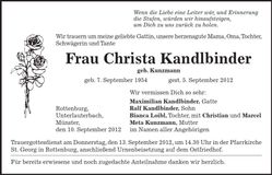 Traueranzeige Christa Kandlbinder