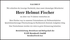 Traueranzeige Helmut Fischer
