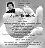 Traueranzeige Agnes Bernbeck