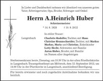 Traueranzeige A.Heinrich Huber