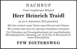 Traueranzeige Heinrich Traidl
