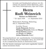 Traueranzeige Rudi Weinreich