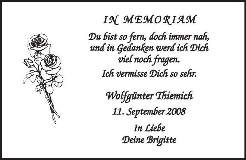 Traueranzeige Wolfgünter Thiemich