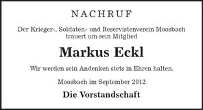 Traueranzeige Markus Eckl