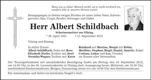 Traueranzeige Albert Schildbach