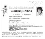 Traueranzeige Marianne Traurig