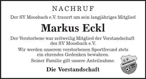 Traueranzeige Markus Eckl