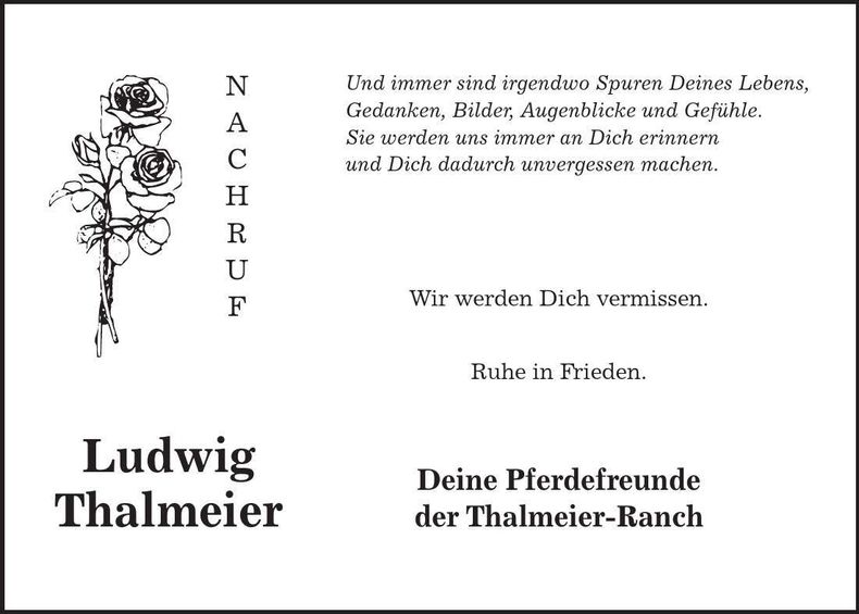 Traueranzeige Ludwig Thalmeier
