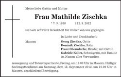 Traueranzeige Mathilde Zischka