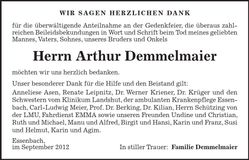 Traueranzeige Arthur Demmelmaier