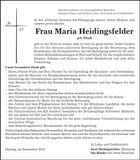 Traueranzeige Maria Heidingsfelder