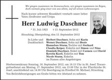 Traueranzeige Ludwig Daschner