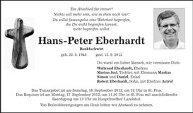 Traueranzeige Hans-Peter Eberhardt