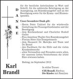 Traueranzeige Karl Brandl