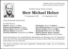 Traueranzeige Michael Holzer