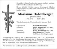 Traueranzeige Marianne Habenberger