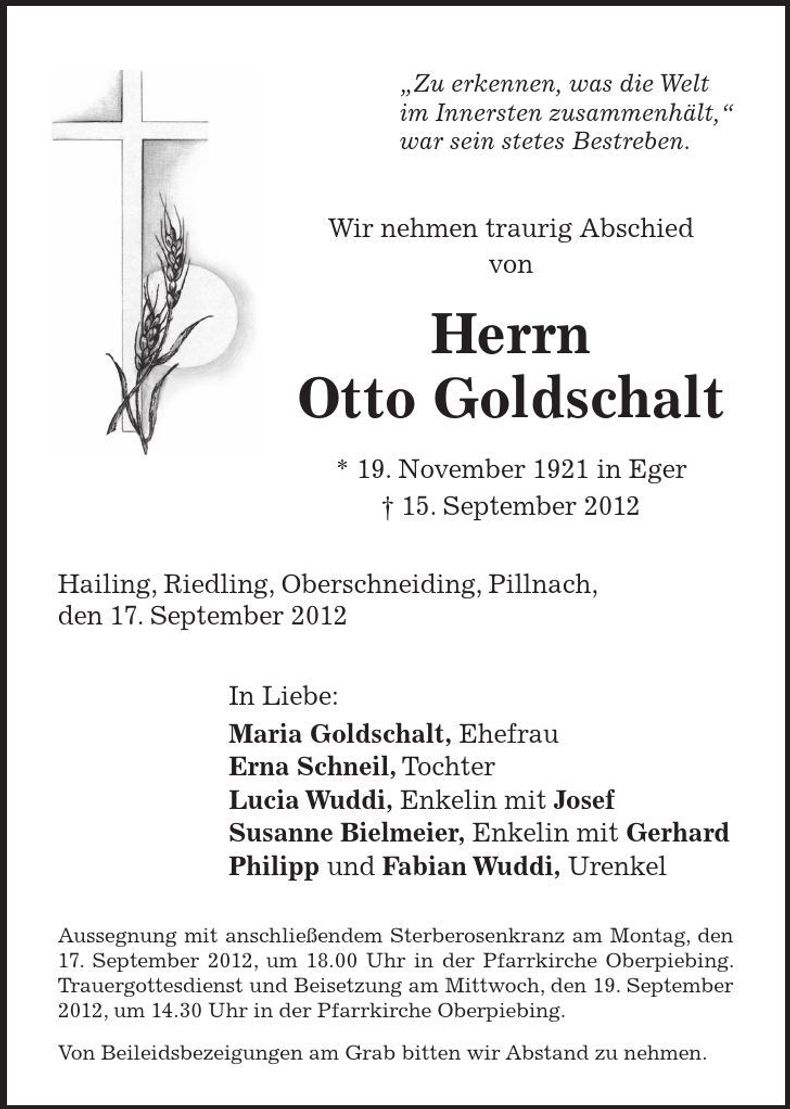 Traueranzeige Otto Gottschalt