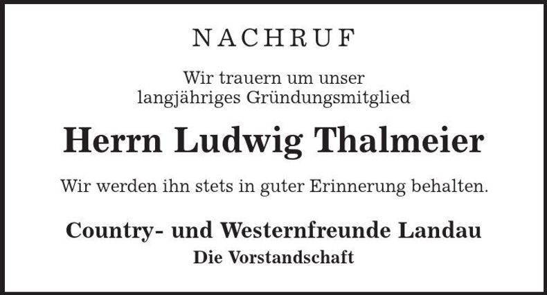 Traueranzeige Ludwig Thalmeier