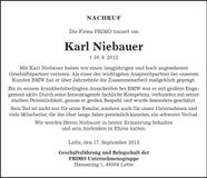 Traueranzeige Karl Niebauer