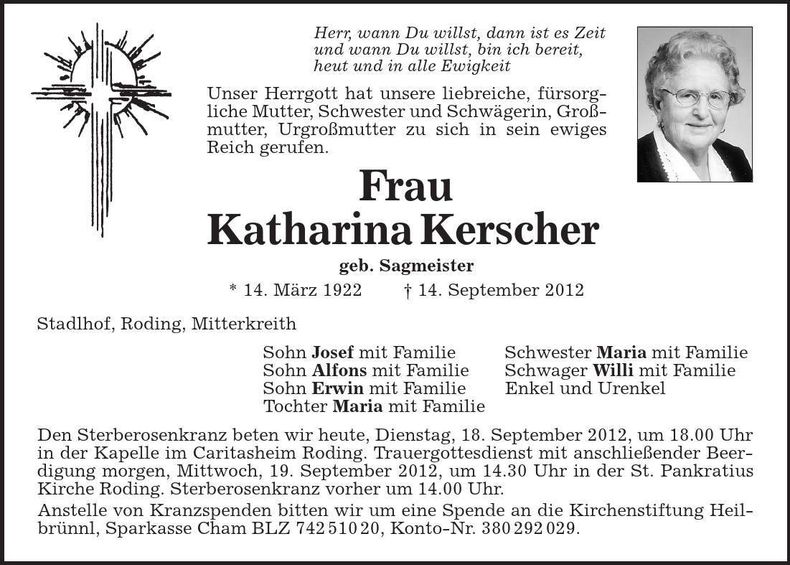 Traueranzeige Alfons Kerscher