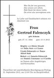 Traueranzeige Gertrud Falenczyk