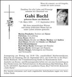 Traueranzeige Gabi Bachl