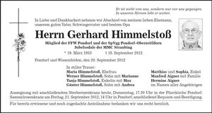 Traueranzeige Gerhard Himmelstoß