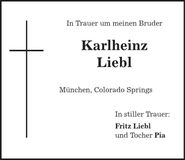 Traueranzeige Karlheinz Liebl
