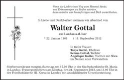 Traueranzeige Walter Gottal