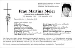 Traueranzeige Martina Meier