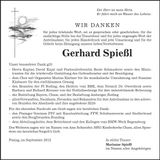 Traueranzeige Gerhard Spießl
