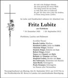 Traueranzeige Fritz Lubitz