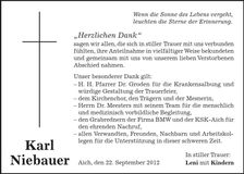 Traueranzeige Karl Niebauer