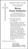 Traueranzeige Franz Sedlmeier
