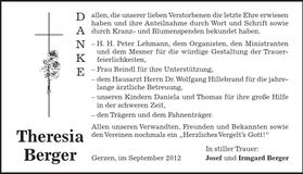 Traueranzeige Theresia Berger