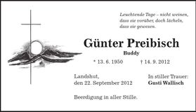 Traueranzeige Günter Preibisch