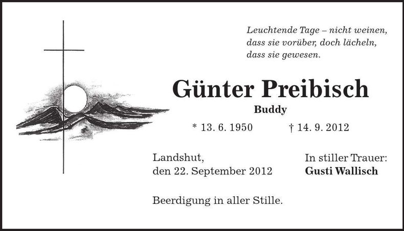 Traueranzeige Günter Preibisch
