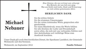 Traueranzeige Michael Nebauer