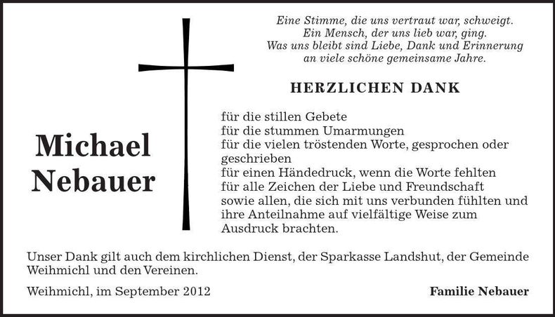 Traueranzeige Michael Nebauer