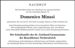 Traueranzeige Domenico Minasi